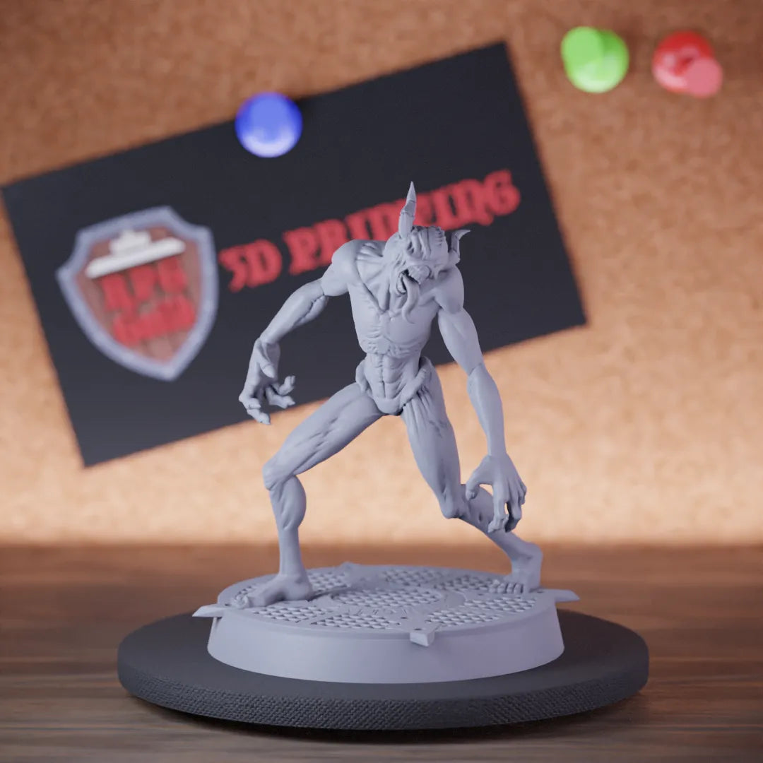 Highly detailed demon fiend walking hellish spawn miniature of Walking, perfect for DnD 5e encounters, fantasy tabletop RPG campaigns, painting and display.