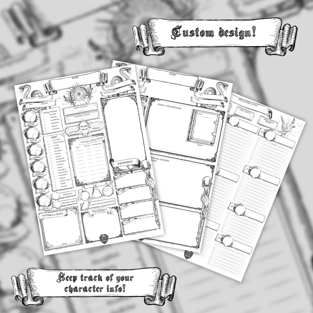 Printable DnD Character Sheet 5e PDF Warlock RPG Guild DnD