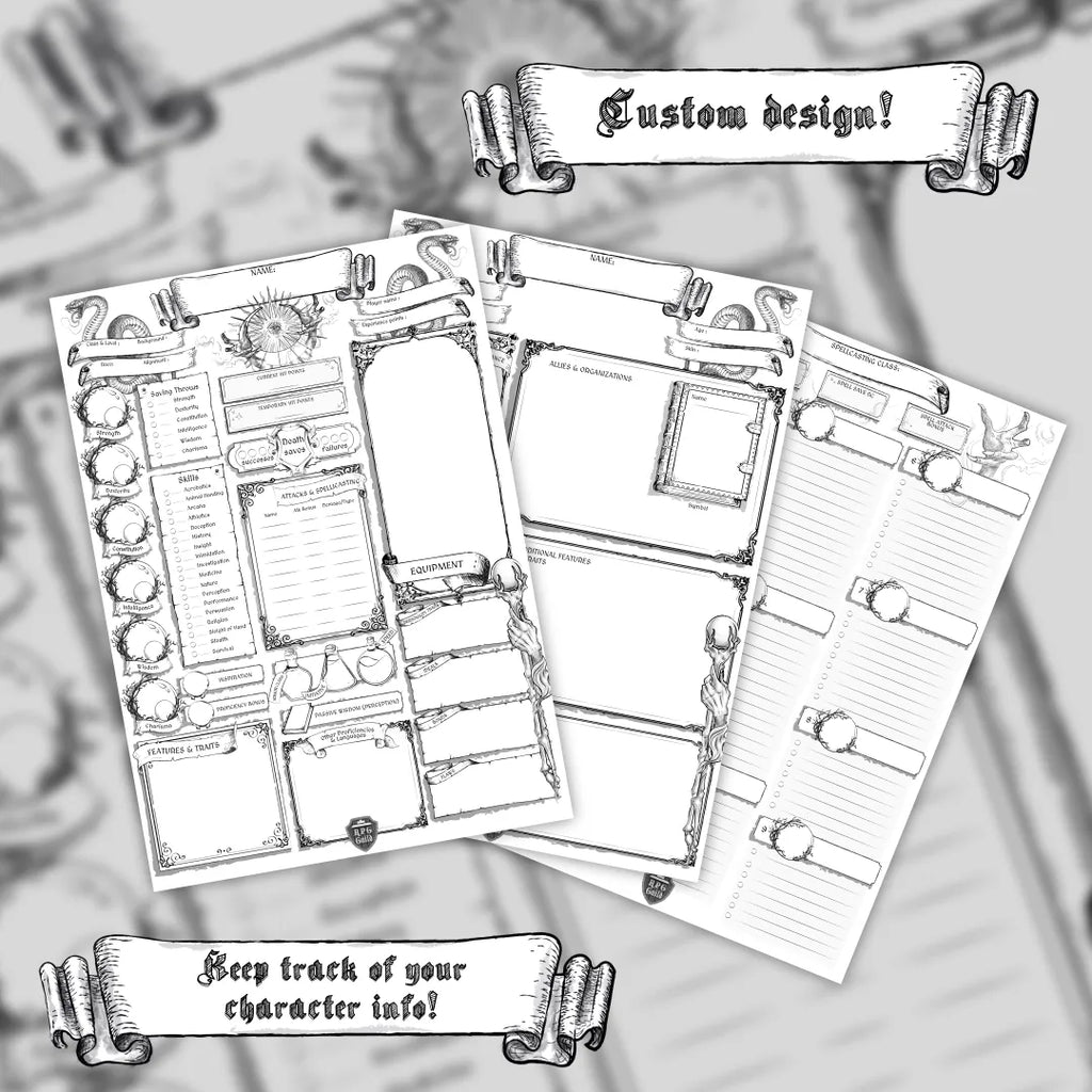 Printable DnD Character Sheet 5e PDF - Warlock | RPG Guild