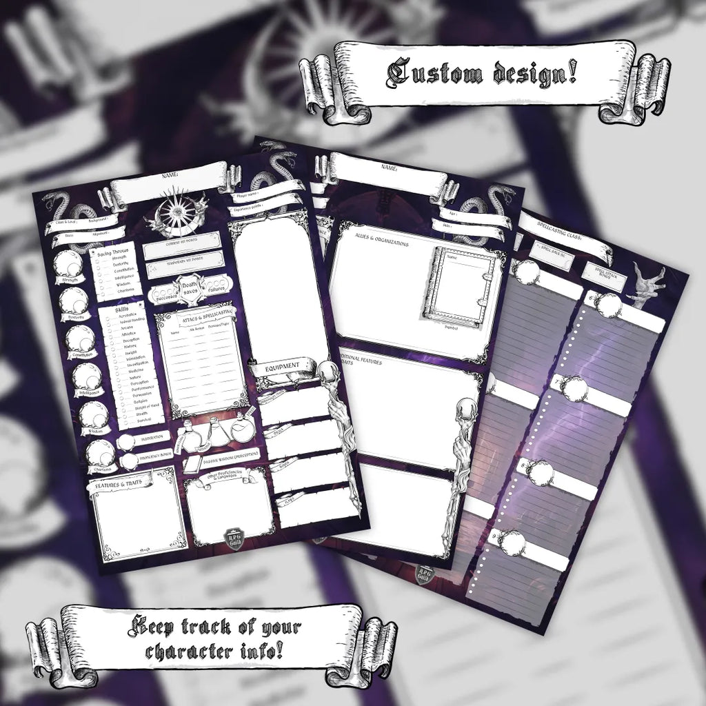 Printable DnD Character Sheet 5e PDF - Warlock | RPG Guild