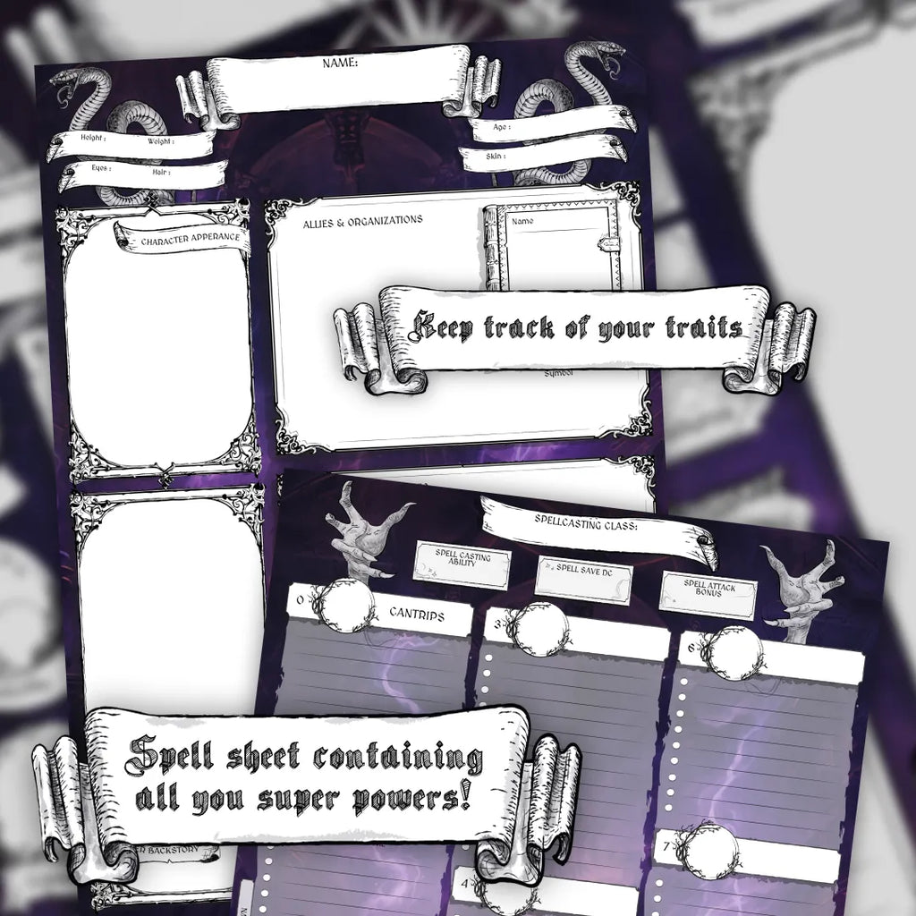 Printable DnD Character Sheet 5e PDF - Warlock | RPG Guild