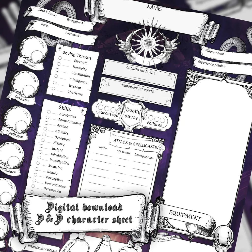 Printable DnD Character Sheet 5e PDF - Warlock | RPG Guild