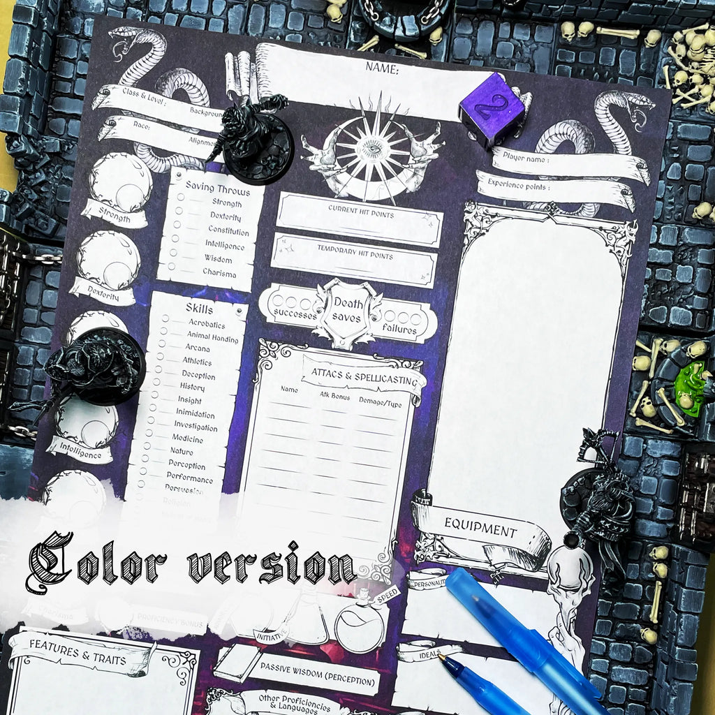 Printable DnD Character Sheet 5e PDF - Warlock | RPG Guild