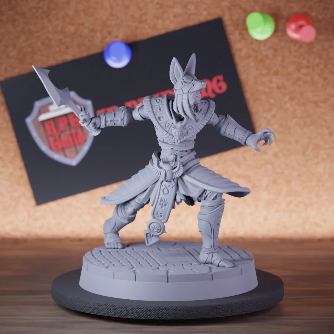 Highly detailed mummy warrior egyptian sword miniature of Warrior, perfect for DnD 5e encounters, fantasy tabletop RPG campaigns, painting and display.