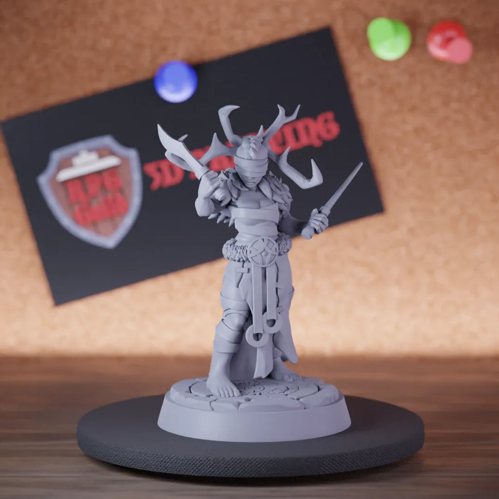 Highly detailed female woman oracle viking miniature of Woman, perfect for DnD 5e encounters, fantasy tabletop RPG campaigns, painting and display.