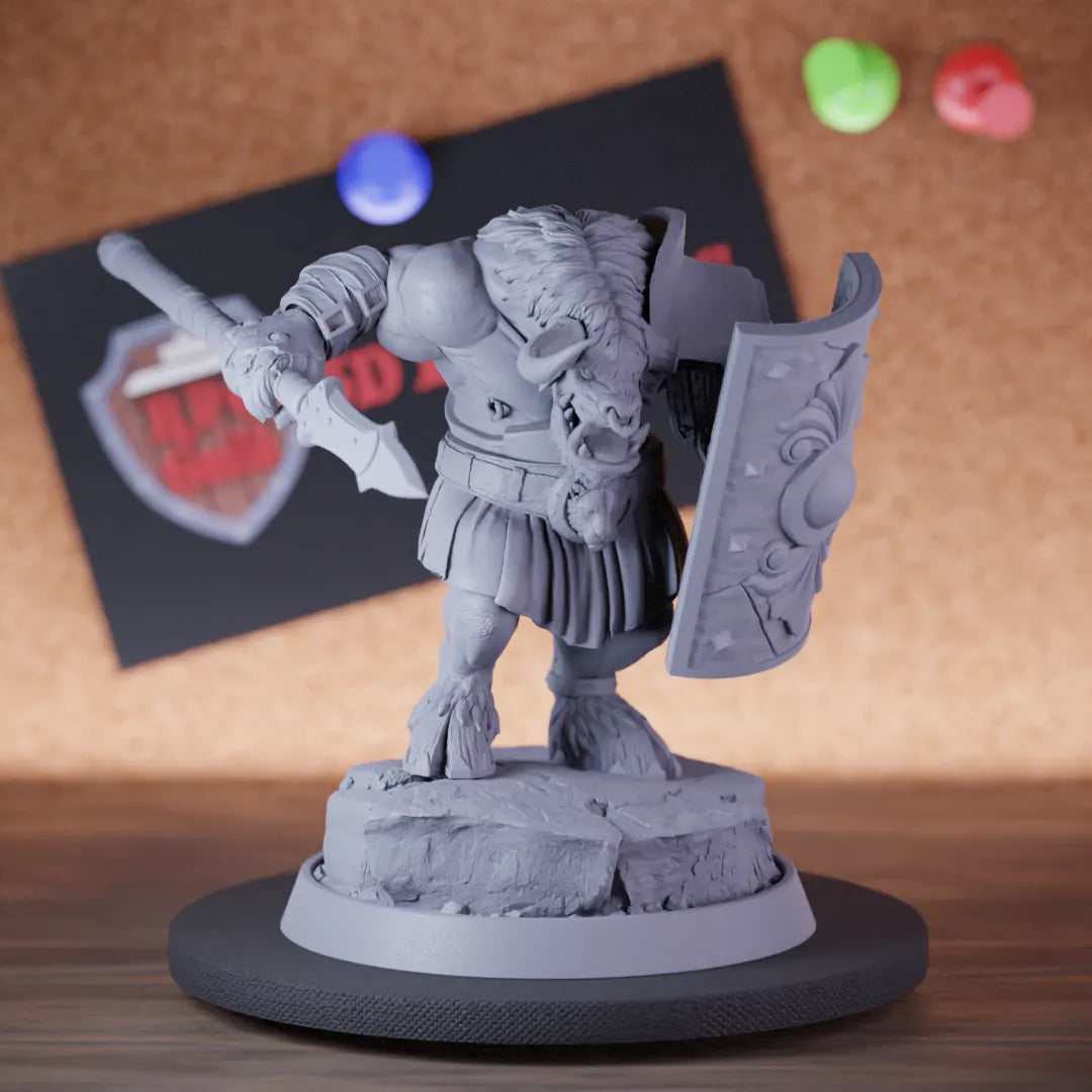 Minotaur 5e | DnD Minotaur Ironhide Warrior Spear Miniature