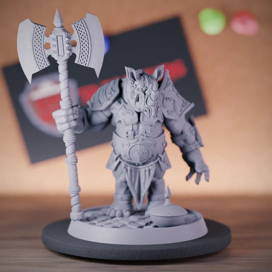 Rhinofolk 5e | DnD Rhinofolk Humanoid Fighter Miniature