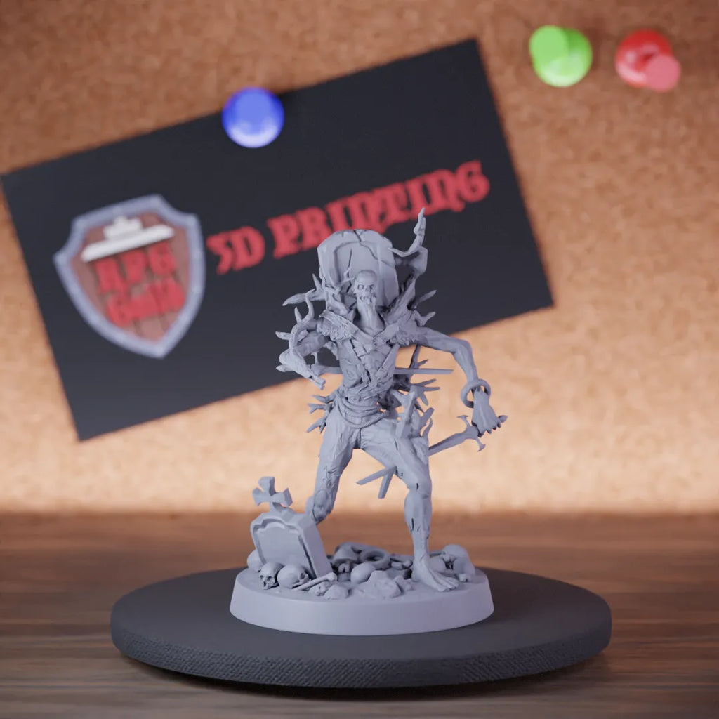 Highly detailed undead zombie grave sword miniature of Zombie, perfect for DnD 5e encounters, fantasy tabletop RPG campaigns, painting and display.