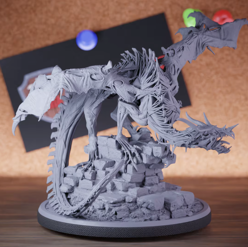 Skeleton Dragon 5e | DnD Undead Skeleton Dragon Miniature the ImmortalisDragon_Guard