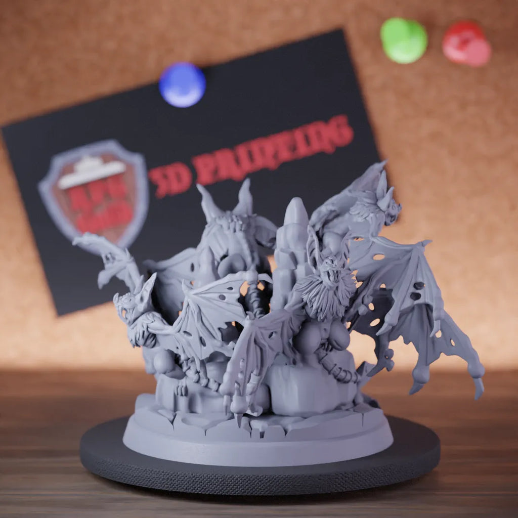 Highly detailed bat night swarm miniature of batswarm, perfect for DnD 5e encounters, fantasy tabletop RPG campaigns, painting and display.