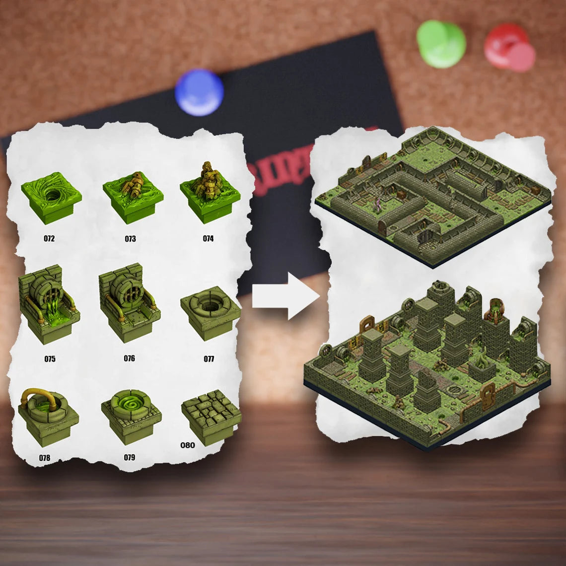 DnD Terrain Tiles | Modular Toxic Sewer Dungeon #9