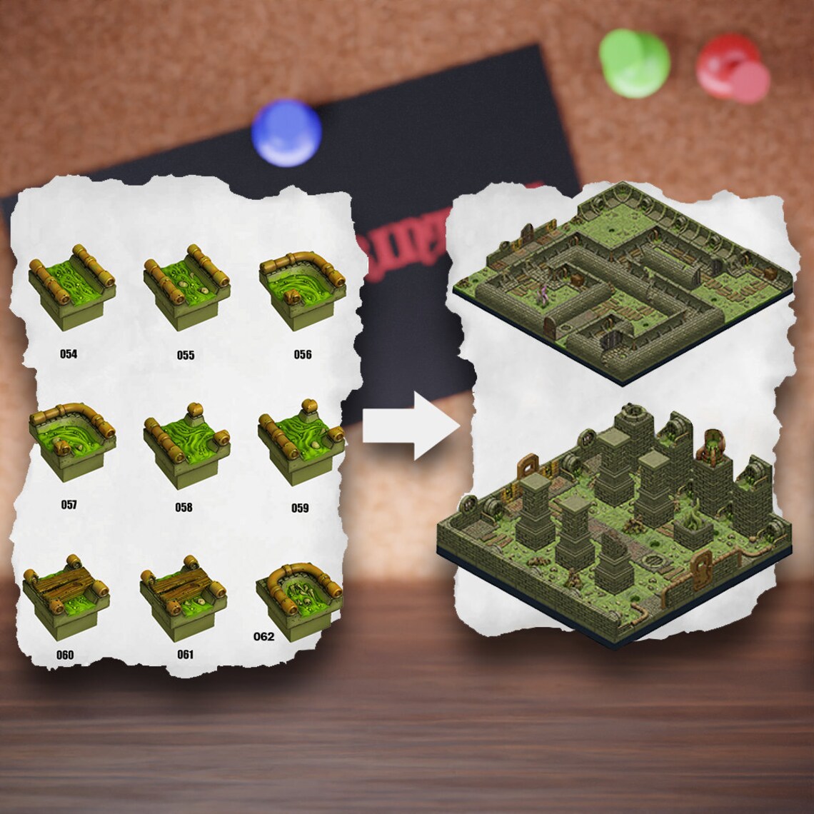 DnD Terrain Tiles | Modular Toxic Sewer Dungeon #7