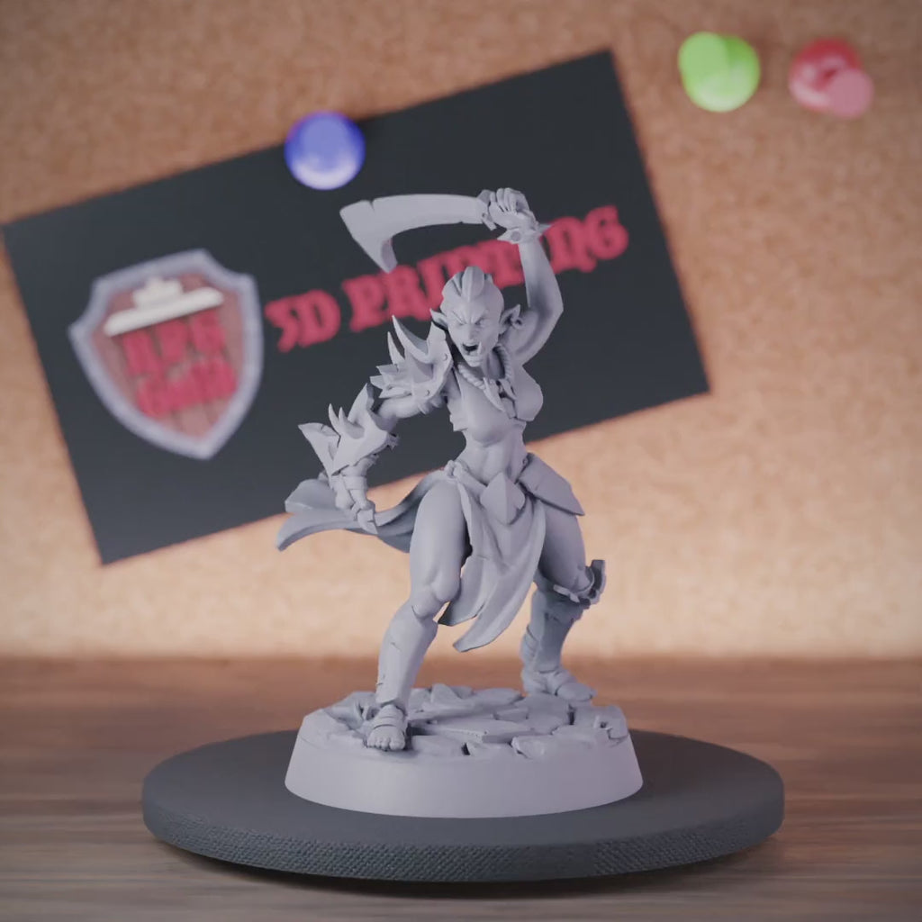 Halbork 5e | DnD Weibliche Halbork-Berserker-Miniatur 