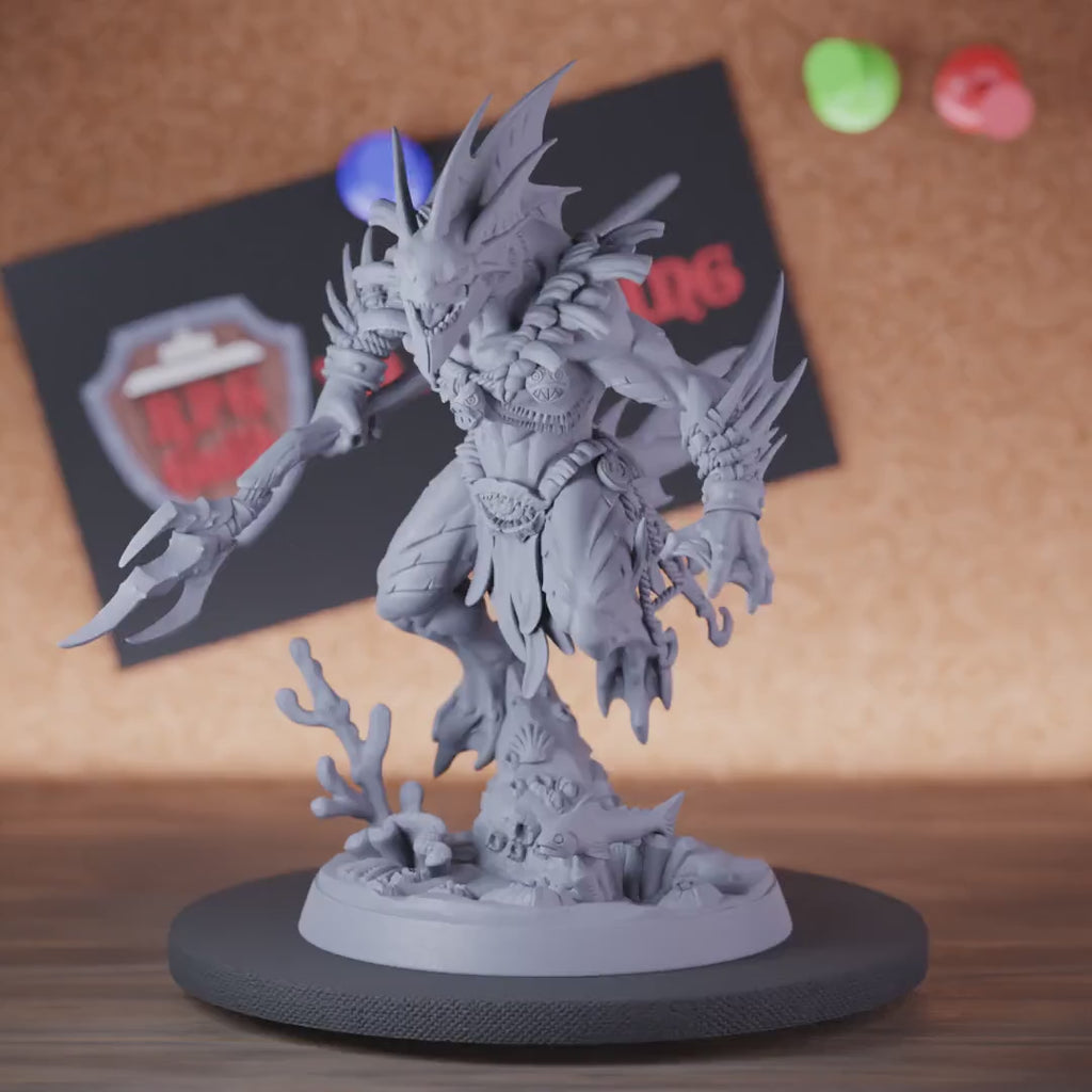 Sahuagin 5e | DnD Sahuagin Guardian Trident Miniature