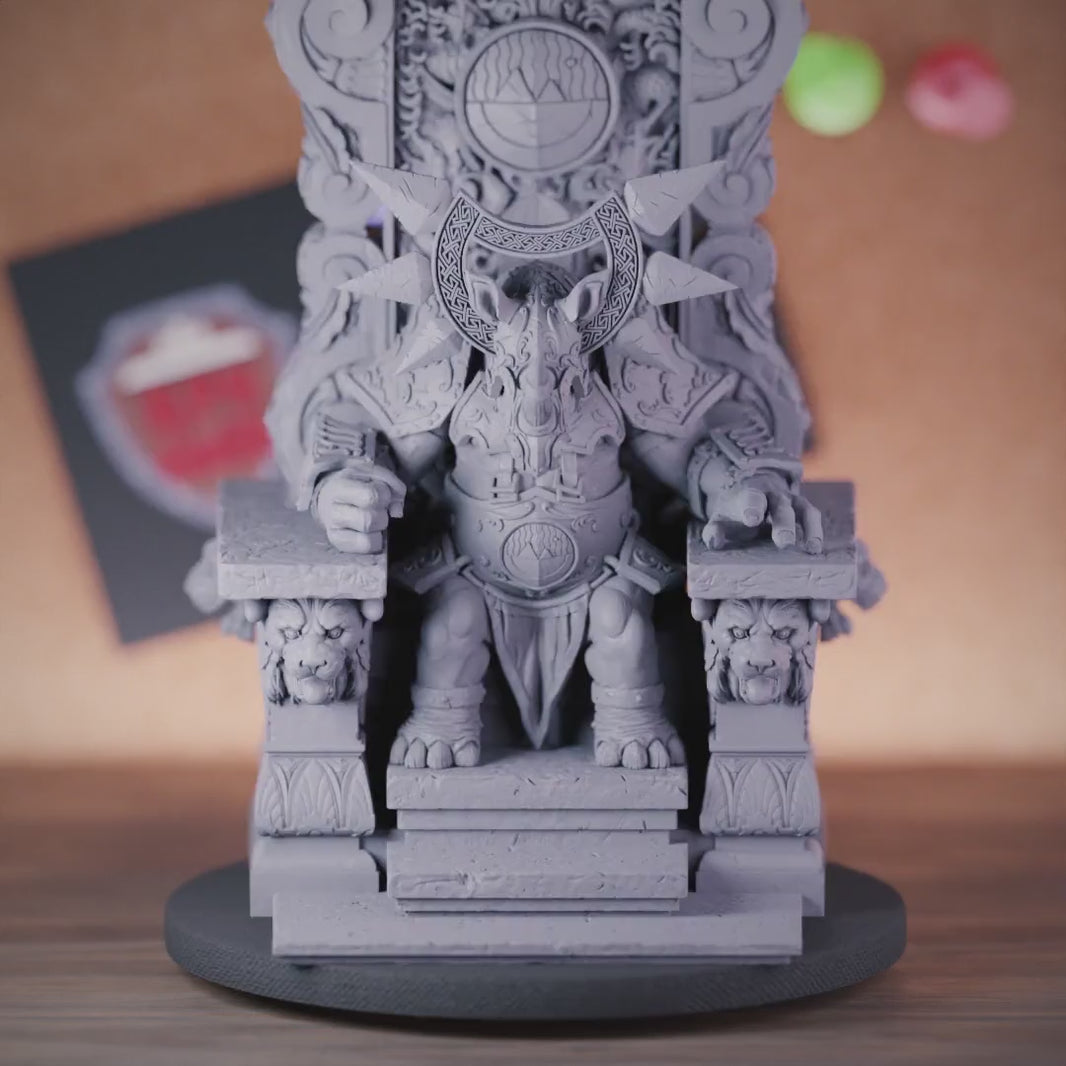 Rhinofolk 5e | DnD Rhinofolk King Throne Miniature