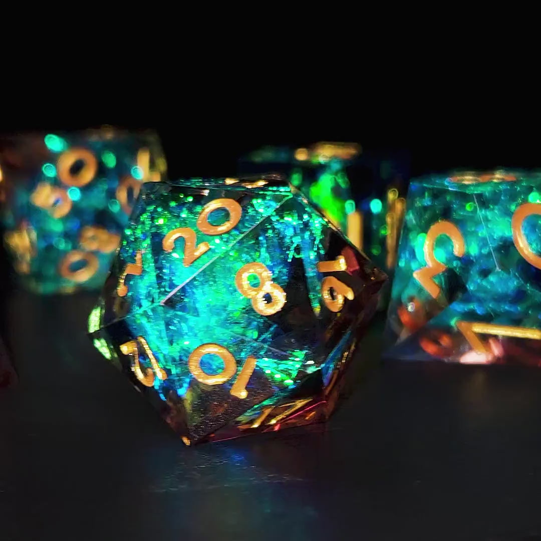Handmade DnD Dice | Dice Set of 7 | Thunder Magic