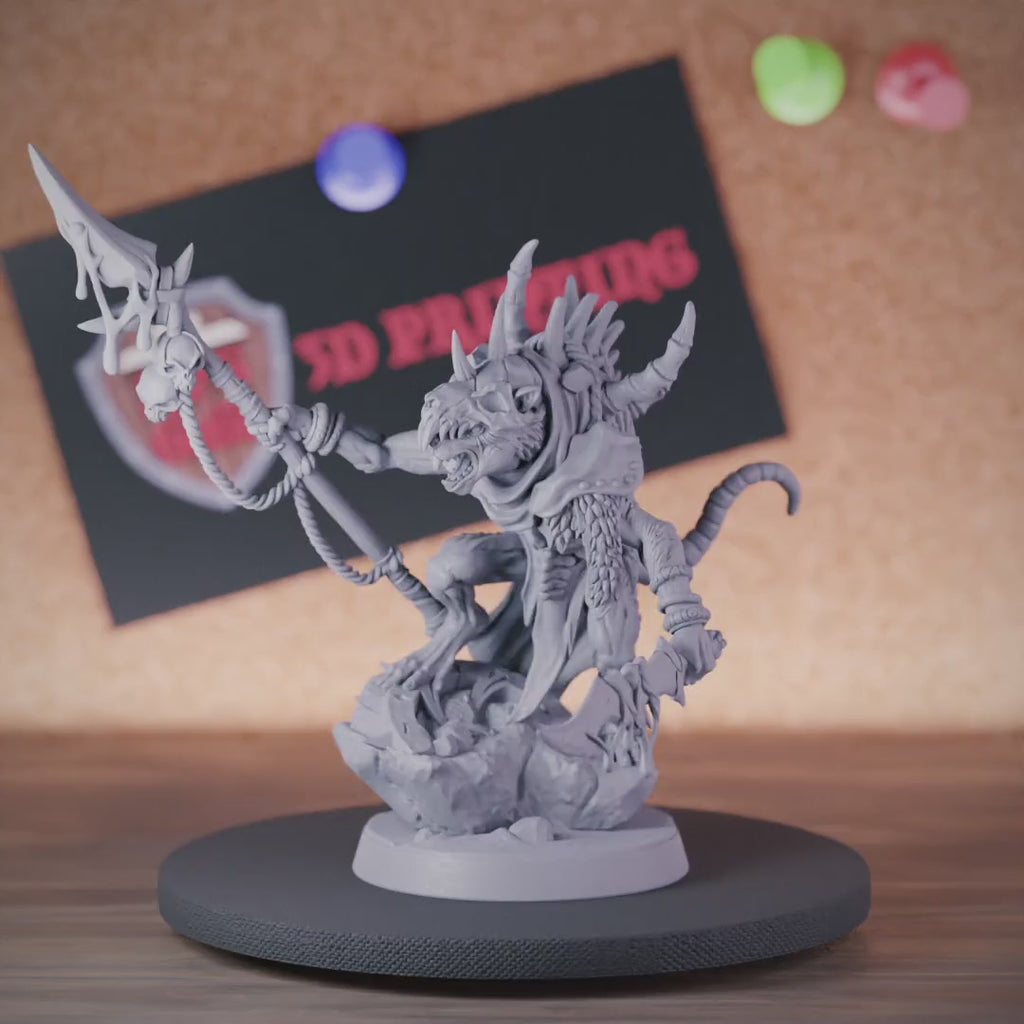 Rattenmenschen 5e | DnD Rattenmenschen-Kriegsherren-Hexenmeister-Miniatur 