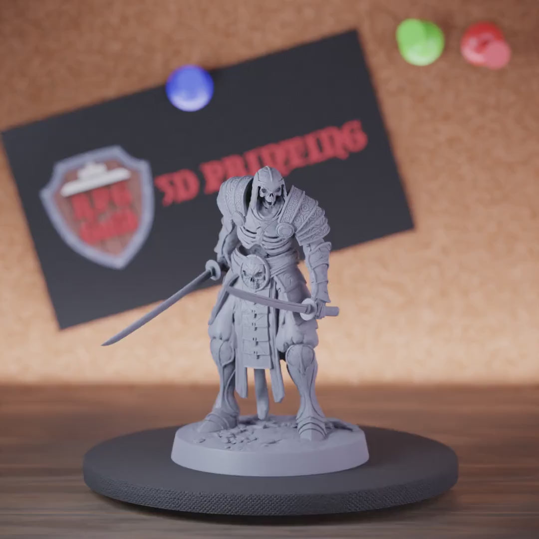 Skelett 5e | DnD Samurai-Skelett-Doppelschwert-Miniatur 