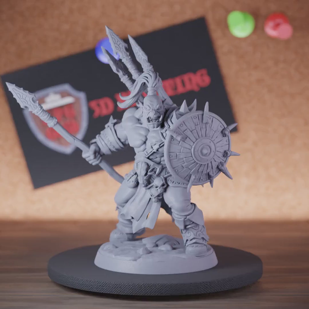 Gray Orc 5e | DnD Orc Defender Warrior Spear Miniature