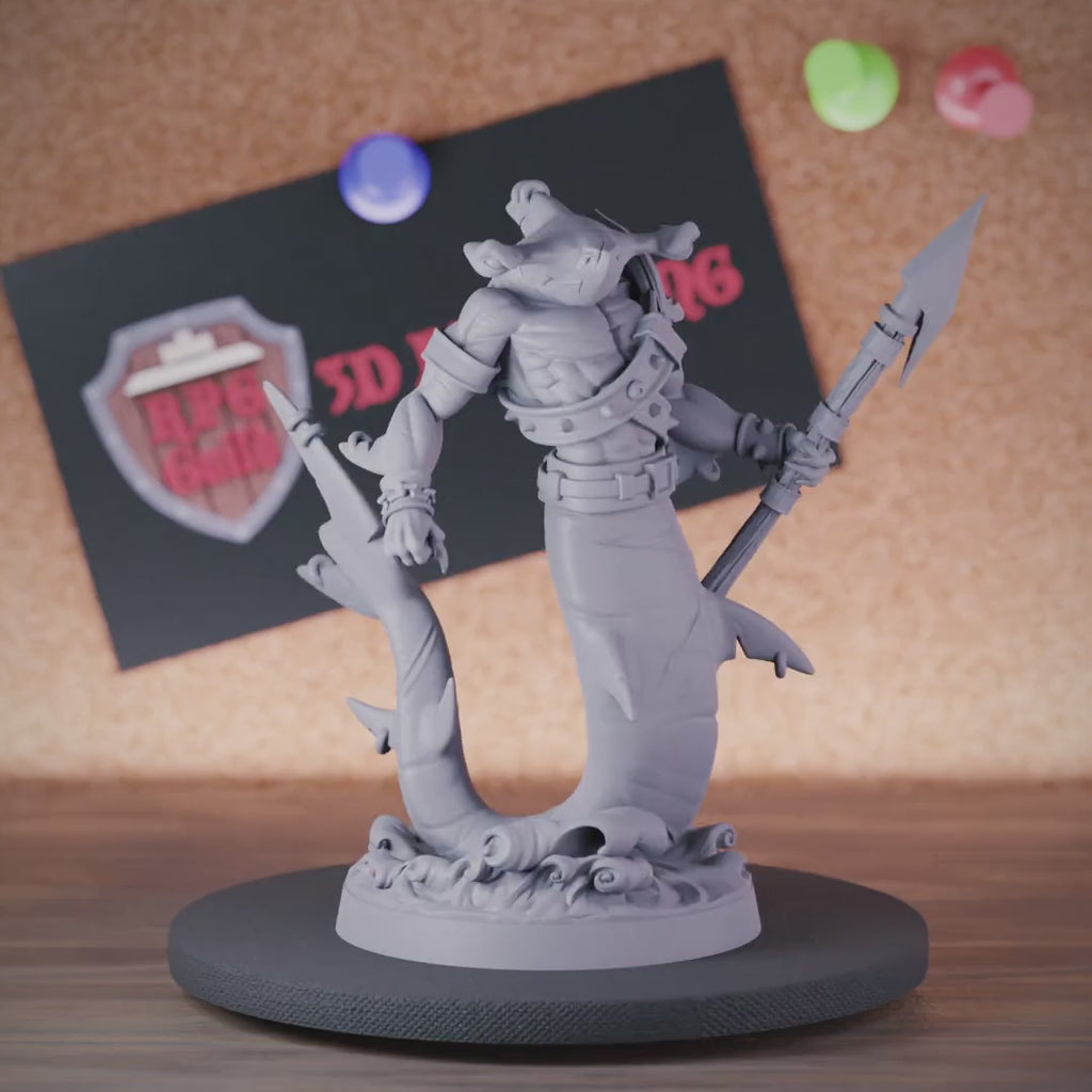 Sharkfolk 5e | DnD Sharkfolk Underwater Guardian Miniature