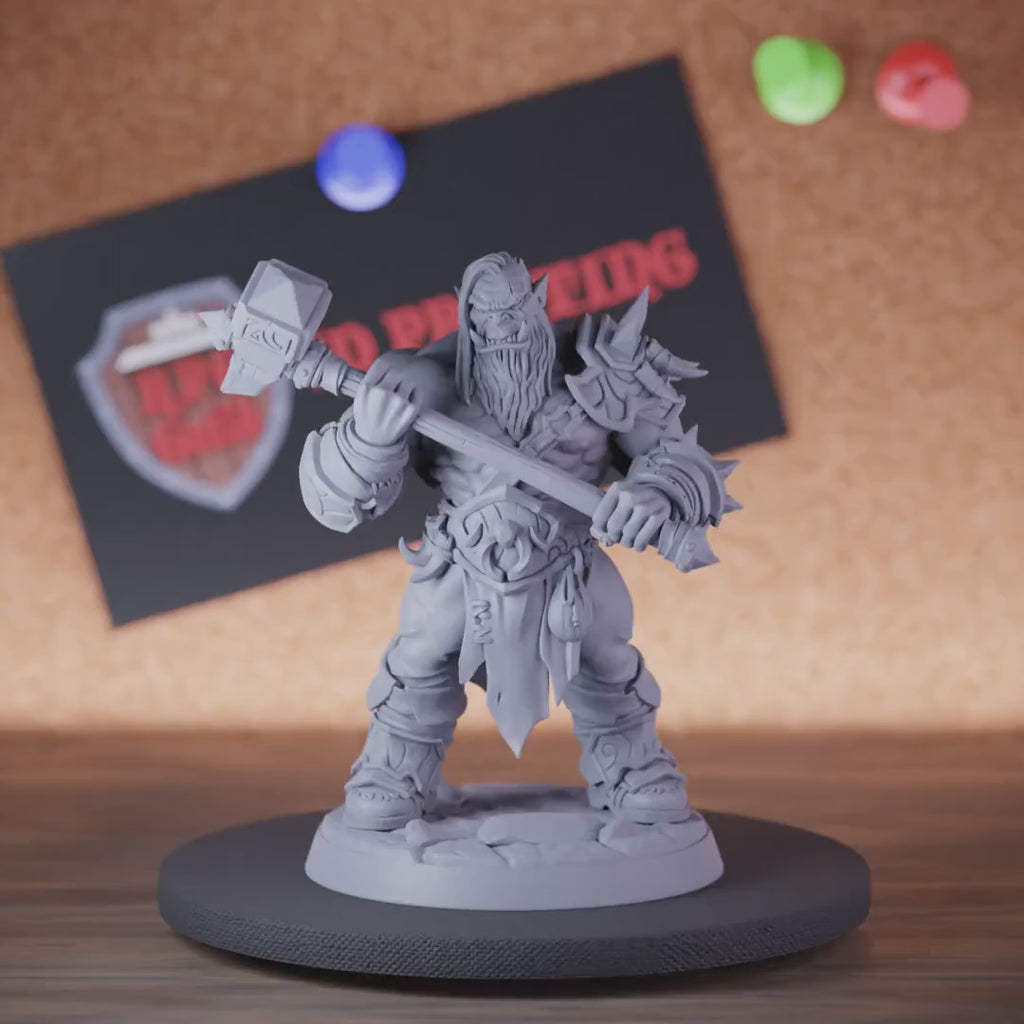 Gray Orc 5e | DnD Orc Defender Hammer Monster Miniature