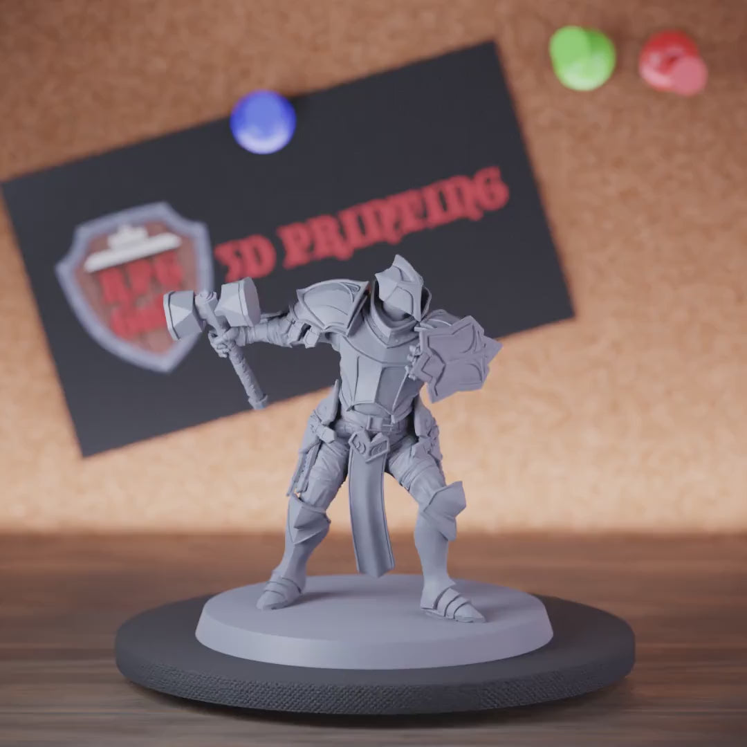 Paladin 5e | DnD Bastion Paladin Soldier Hammer Miniature