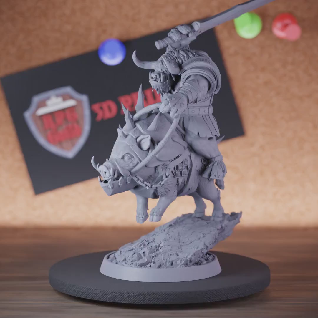 Minotaur 5e | DnD Minotaur Tribal Boar Rider Miniature