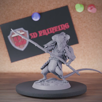 MouseFolk 5e | DnD Mousefolk Fighter Spearman Miniature