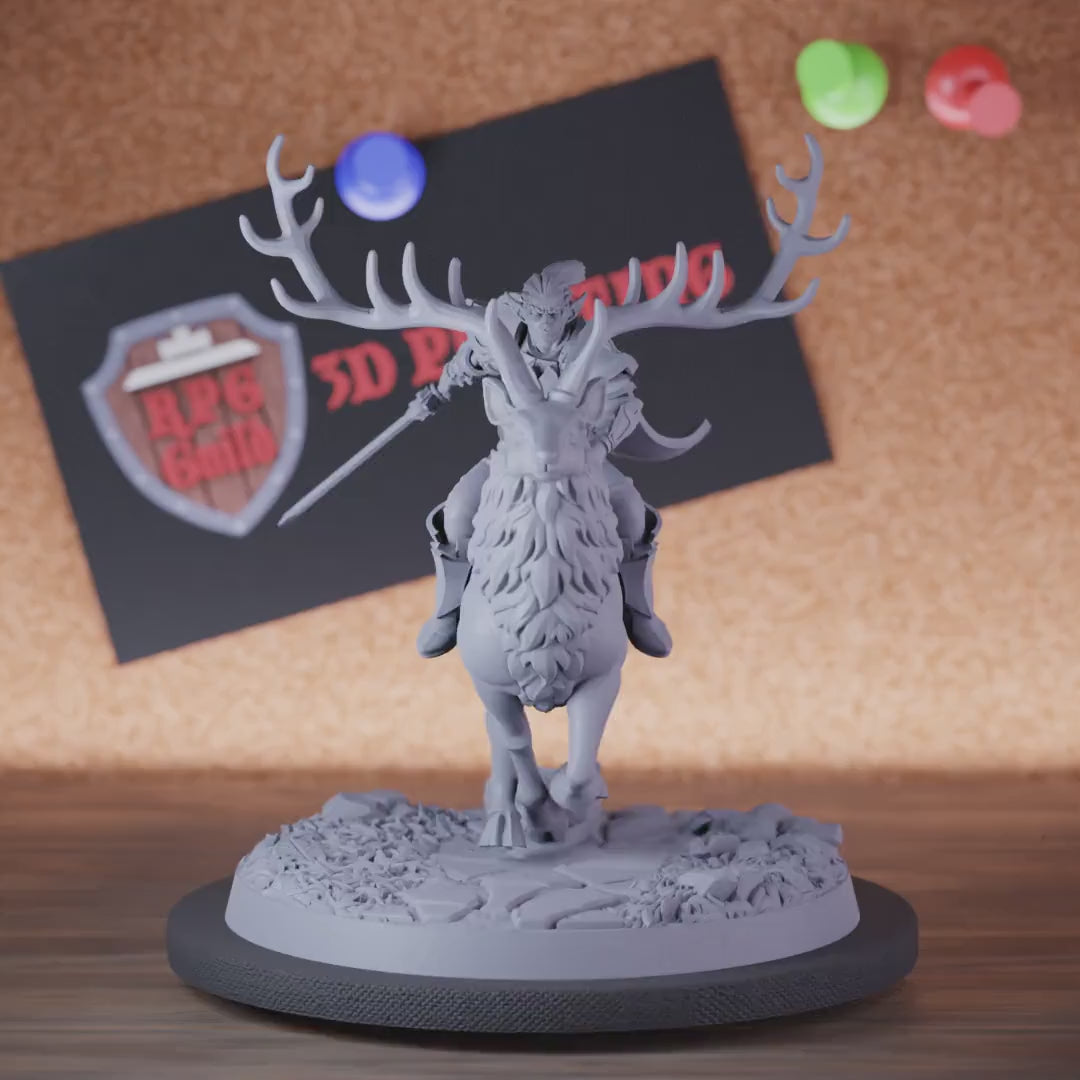 Elf 5e | DnD Elf Deer Rider Fighter Miniature