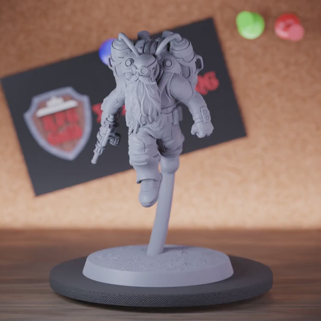 Artificer 5e | DnD Steampunk Jet Pack Dwarf Miniature