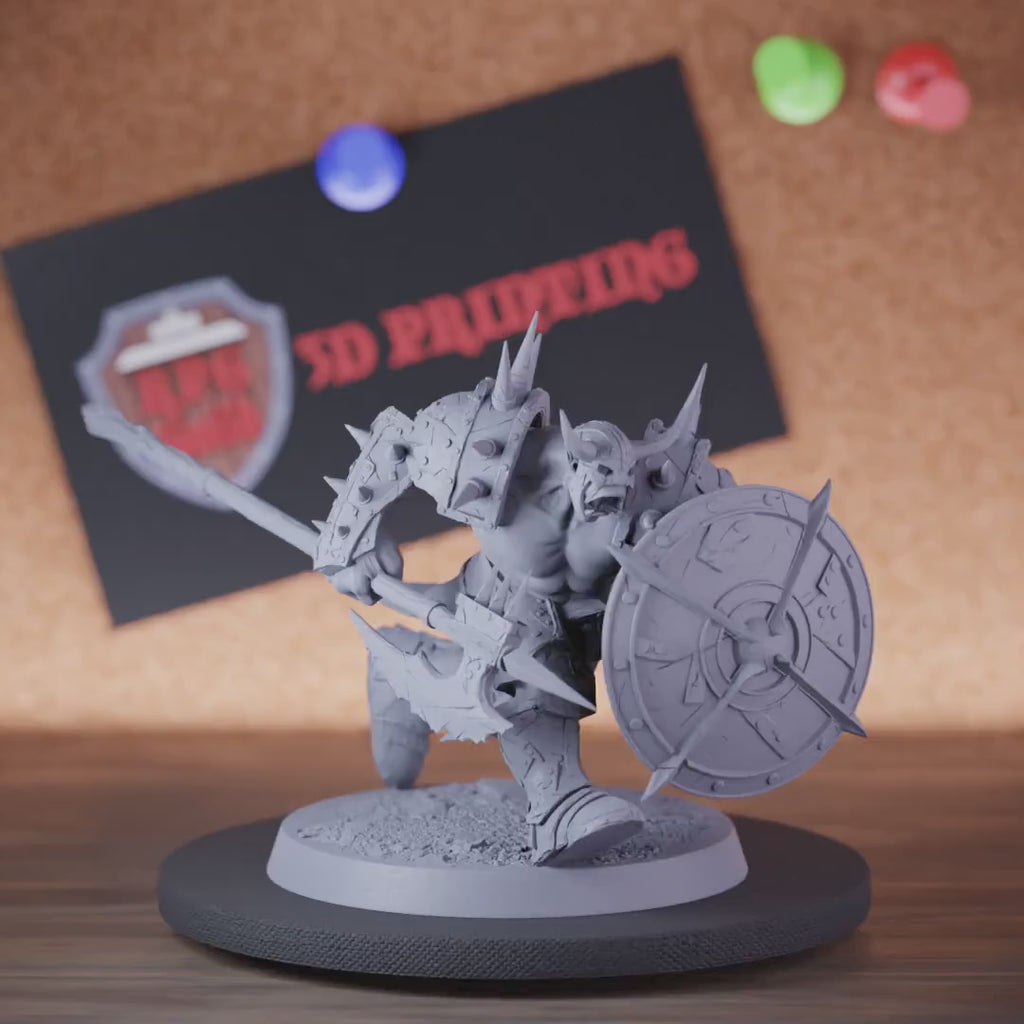 Orc 5e | DnD Infantry Orc Halberd Shield Charger Miniature