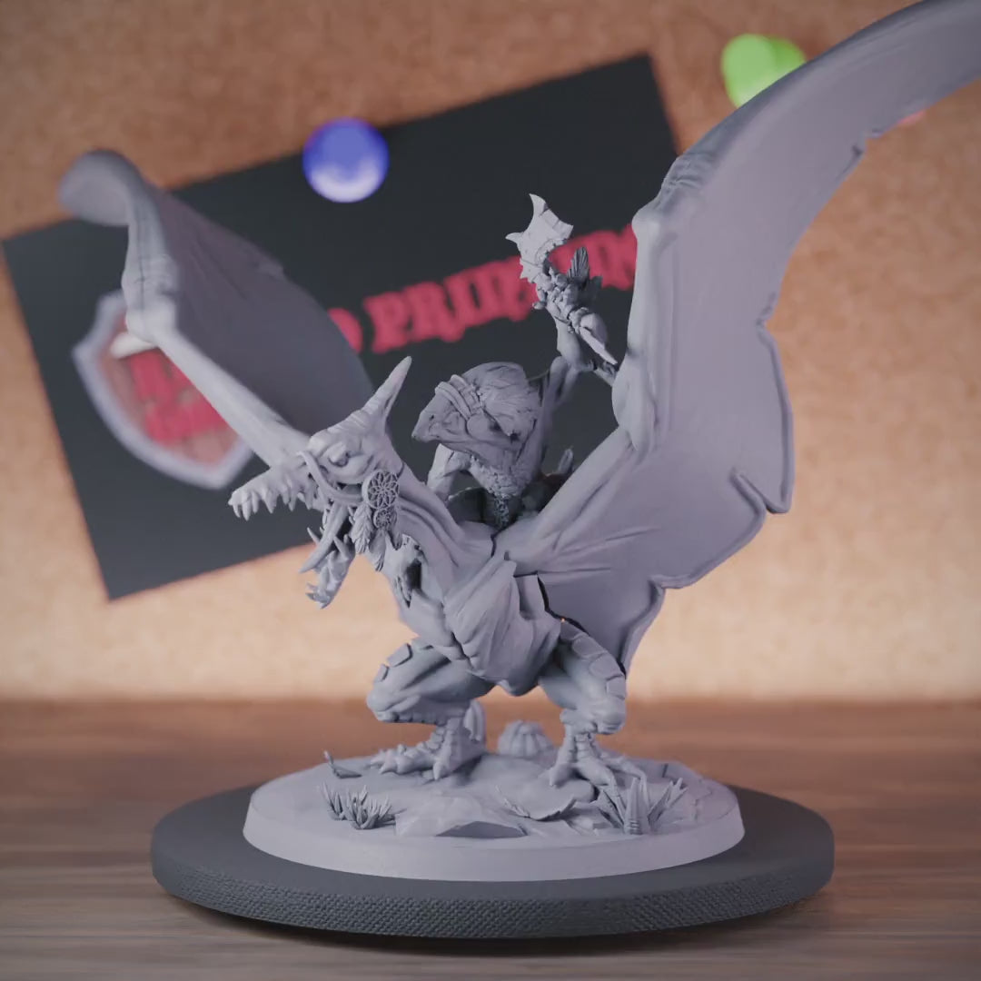 Lizardfolk 5e | DnD Pterodactyl Rider Tribal Miniature