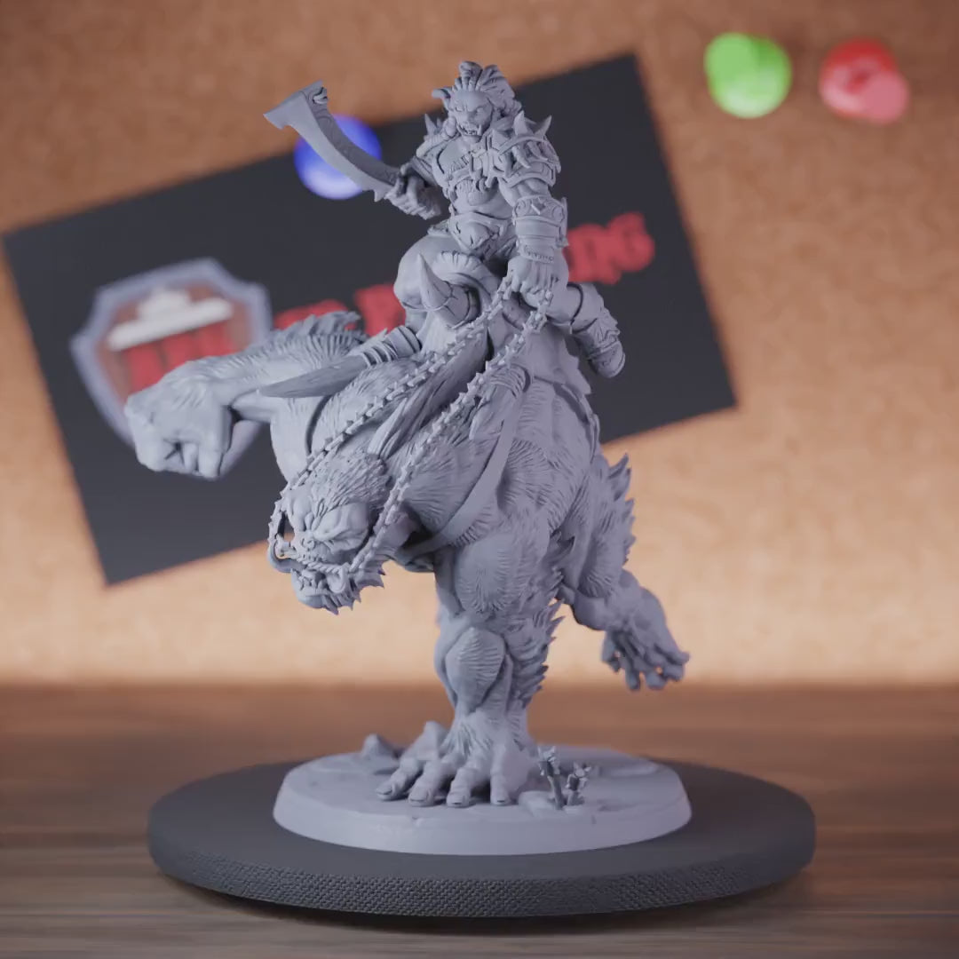 Orc 5e | DnD Orc Apefiend Rider Female Sword Miniature