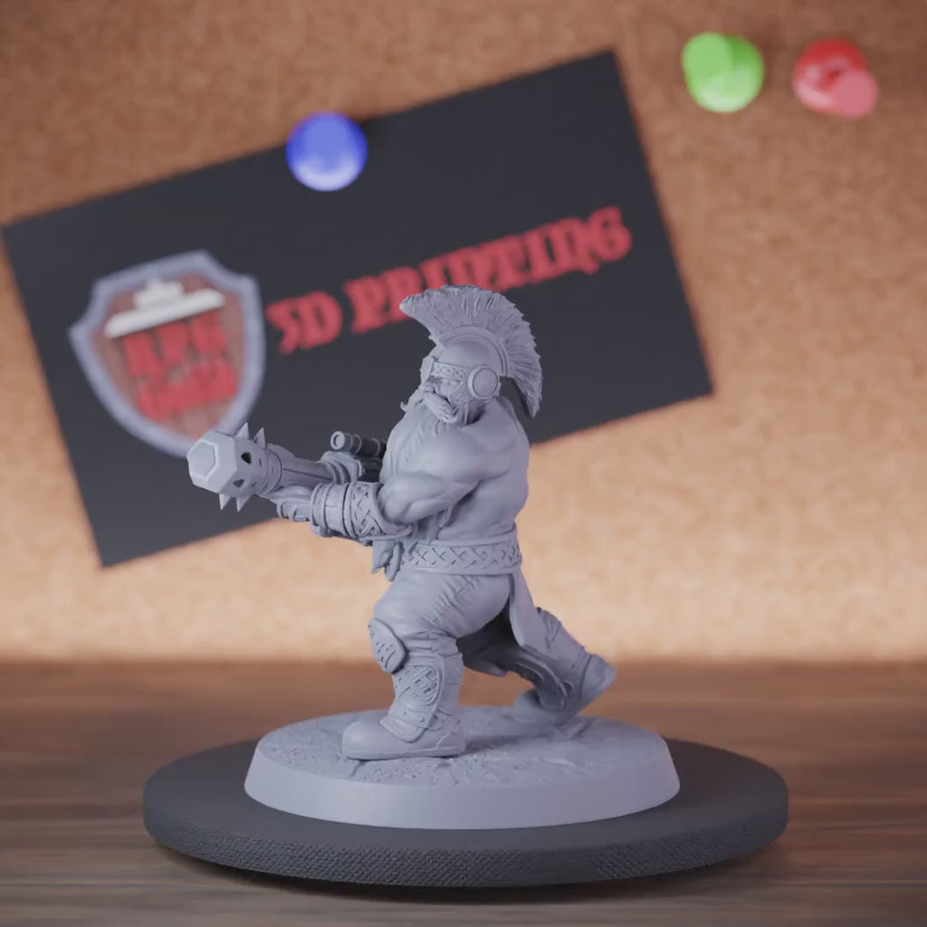 Artificer 5e | DnD Dwarf Charging Flamethrower Miniature