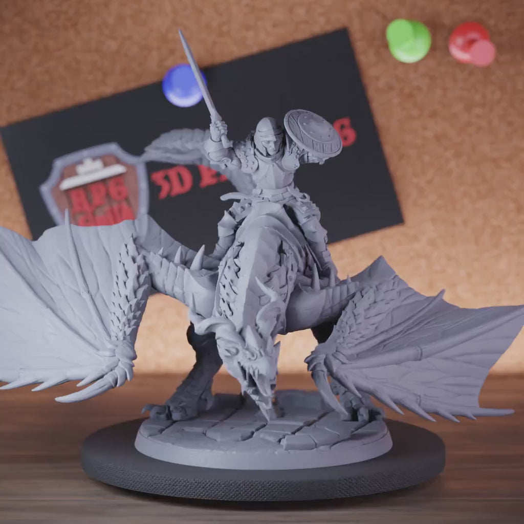 Fighter 5e | DnD Wyvern Rider Female Sword Miniature