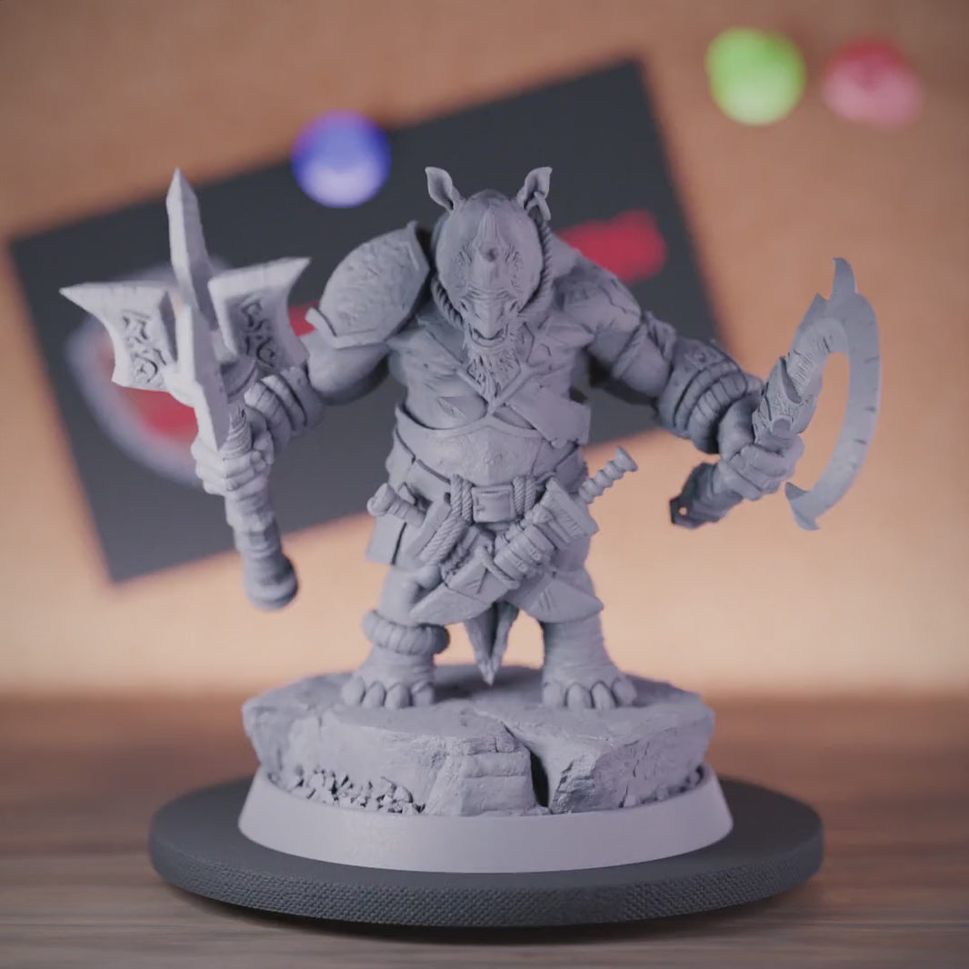 Rhinofolk 5e | DnD Rhinofolk Fighter Miniature