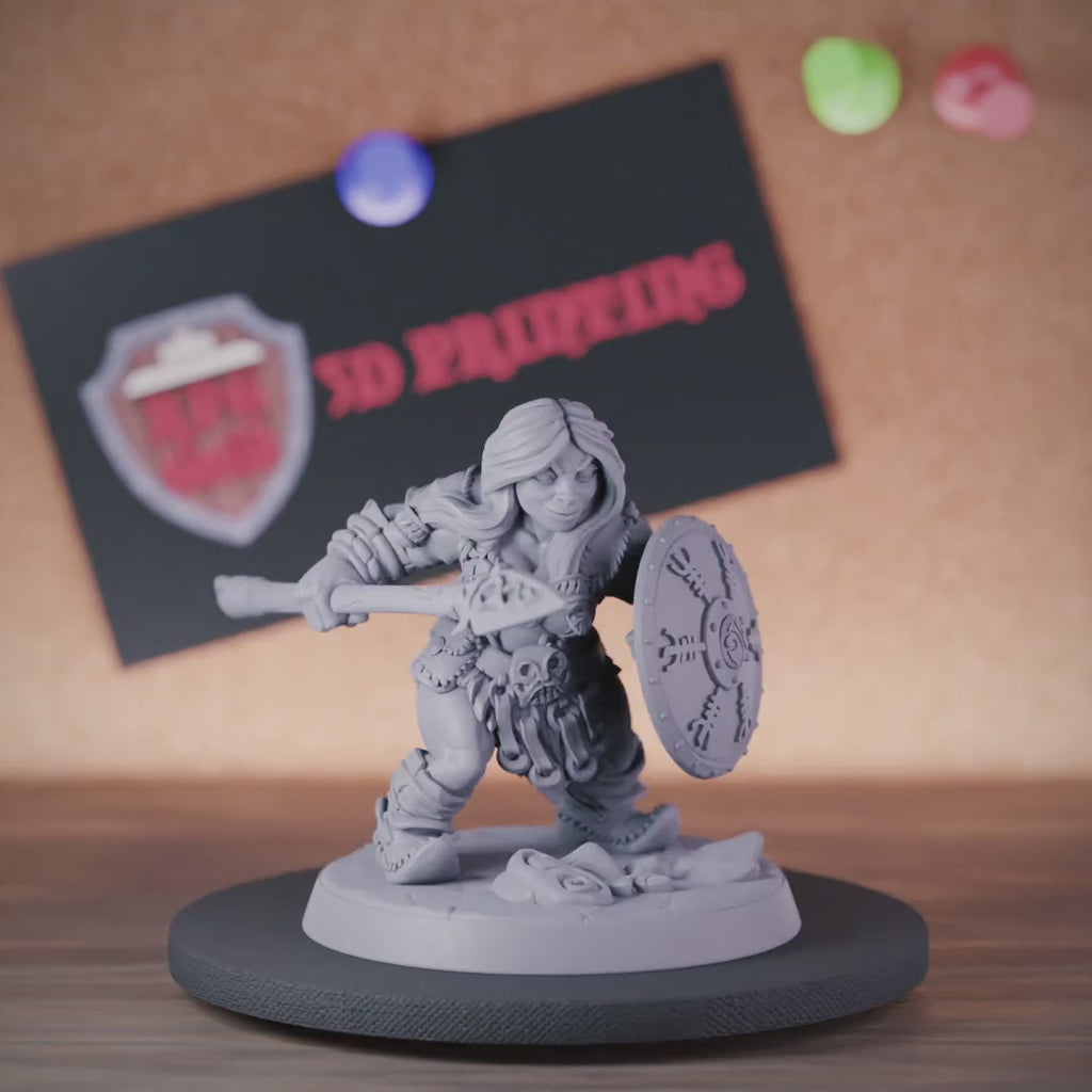 Zwerg 5e | DnD Miniatur einer weiblichen Zwergenkämpferin/Wächterin 