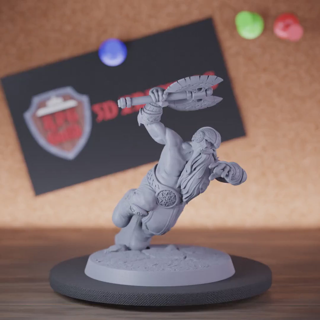 Barbarian 5e | DnD Charging Battleaxe Dwarf Miniature