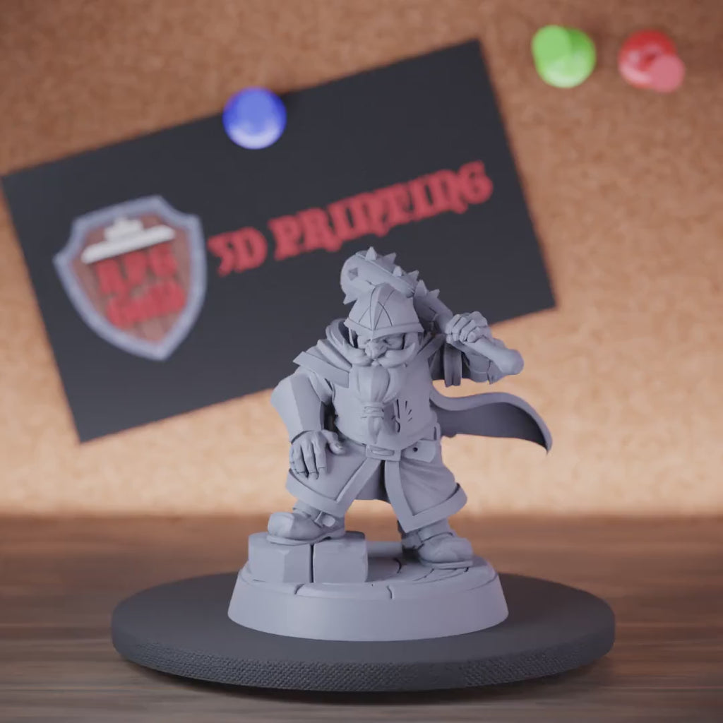 Dwarf 5e | DnD Dwarf Warrior Mace Miniature