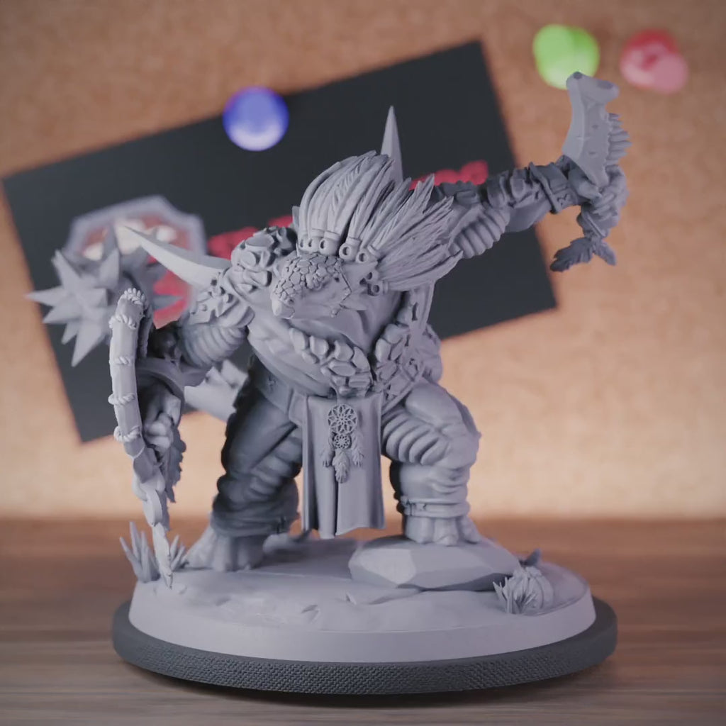 Lizardfolk 5e | DnD Lizardfolk Stegosaurus Monster Miniature