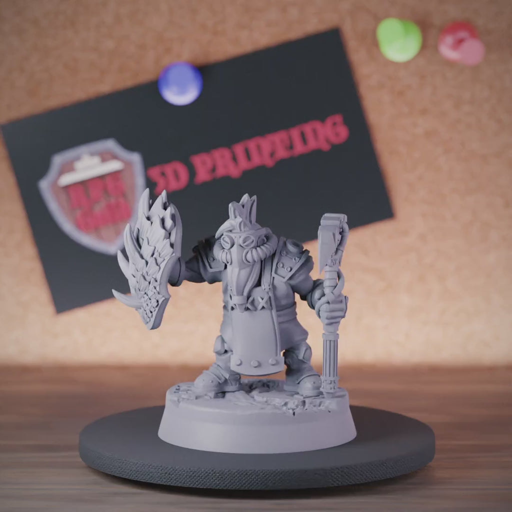 Dwarf 5e | DnD Dwarf Armorer Artificer Battleaxe Miniature