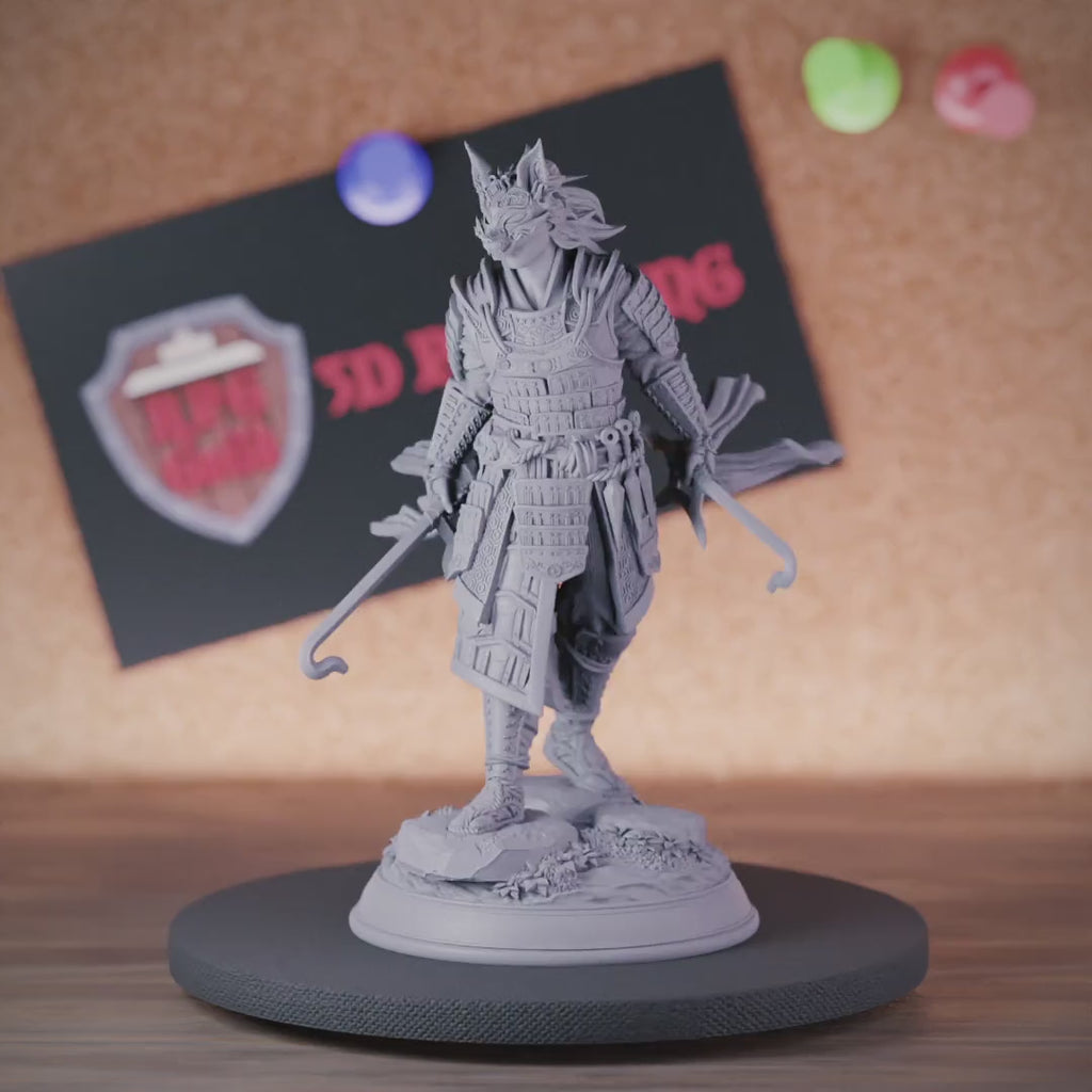 Kitsune 5e | DnD Kitsune Masked Fighter Miniature | RPG Guild