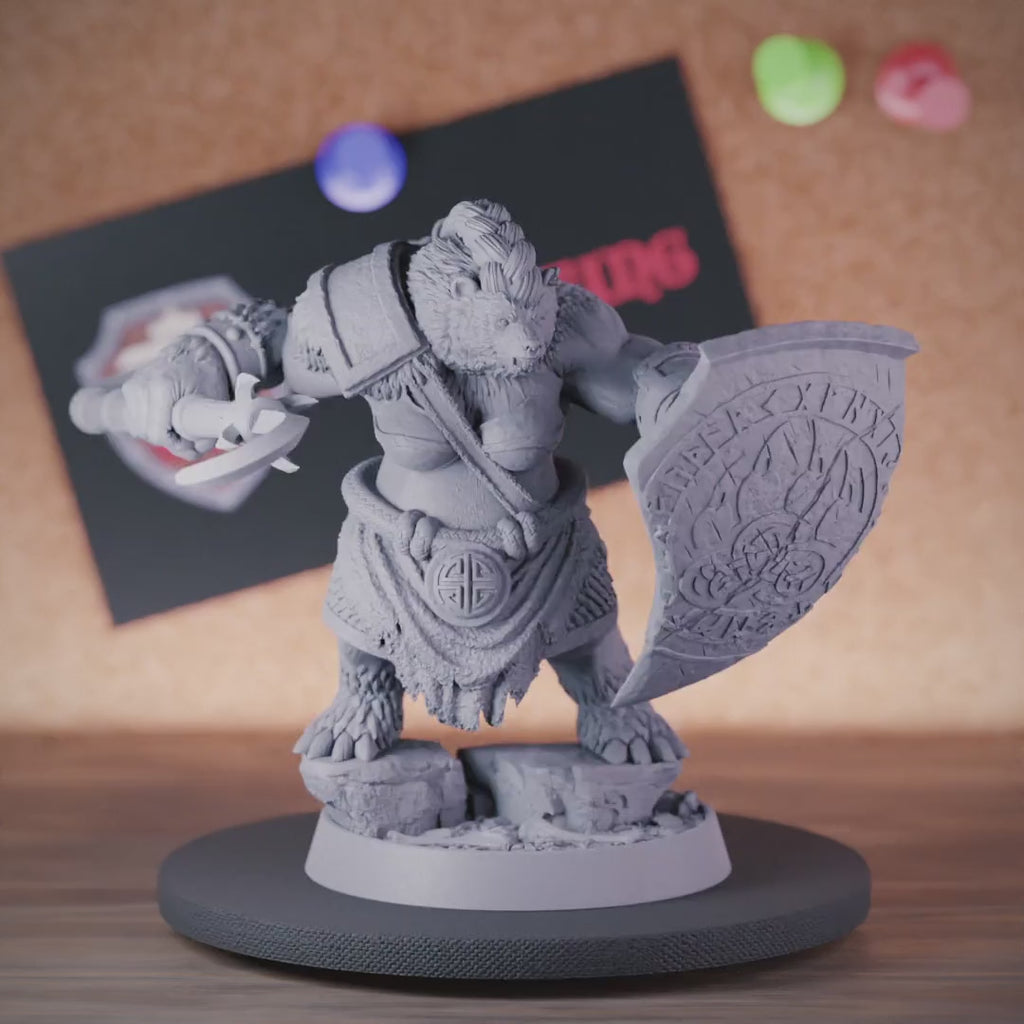 Werebear 5e | DnD Female Werebear Warrior Shield Miniature