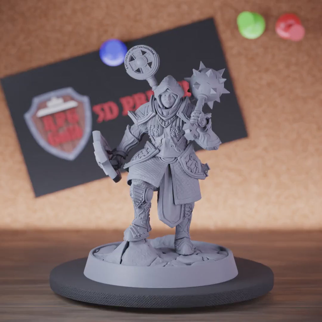 Paladin 5e | DnD Female Armored Paladin Morningstar Miniature
