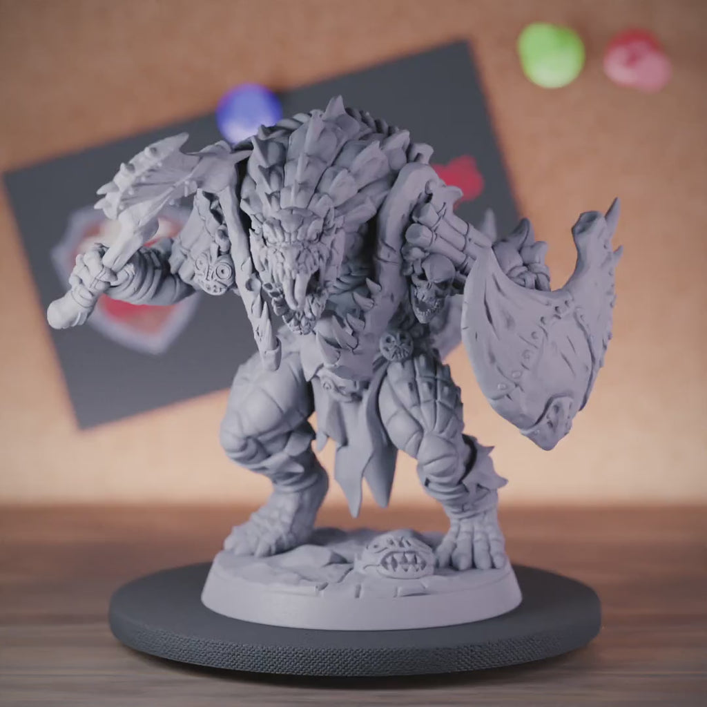 Lizardfolk 5e | DnD Lizardfolk Fighter Axe Wielding Miniature
