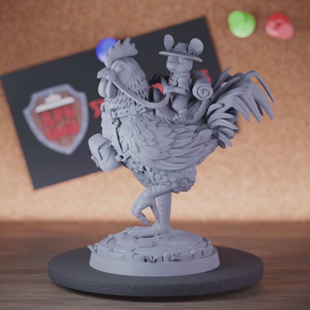 Mousefolk 5e | DnD Chicken Rider Traveler Miniature