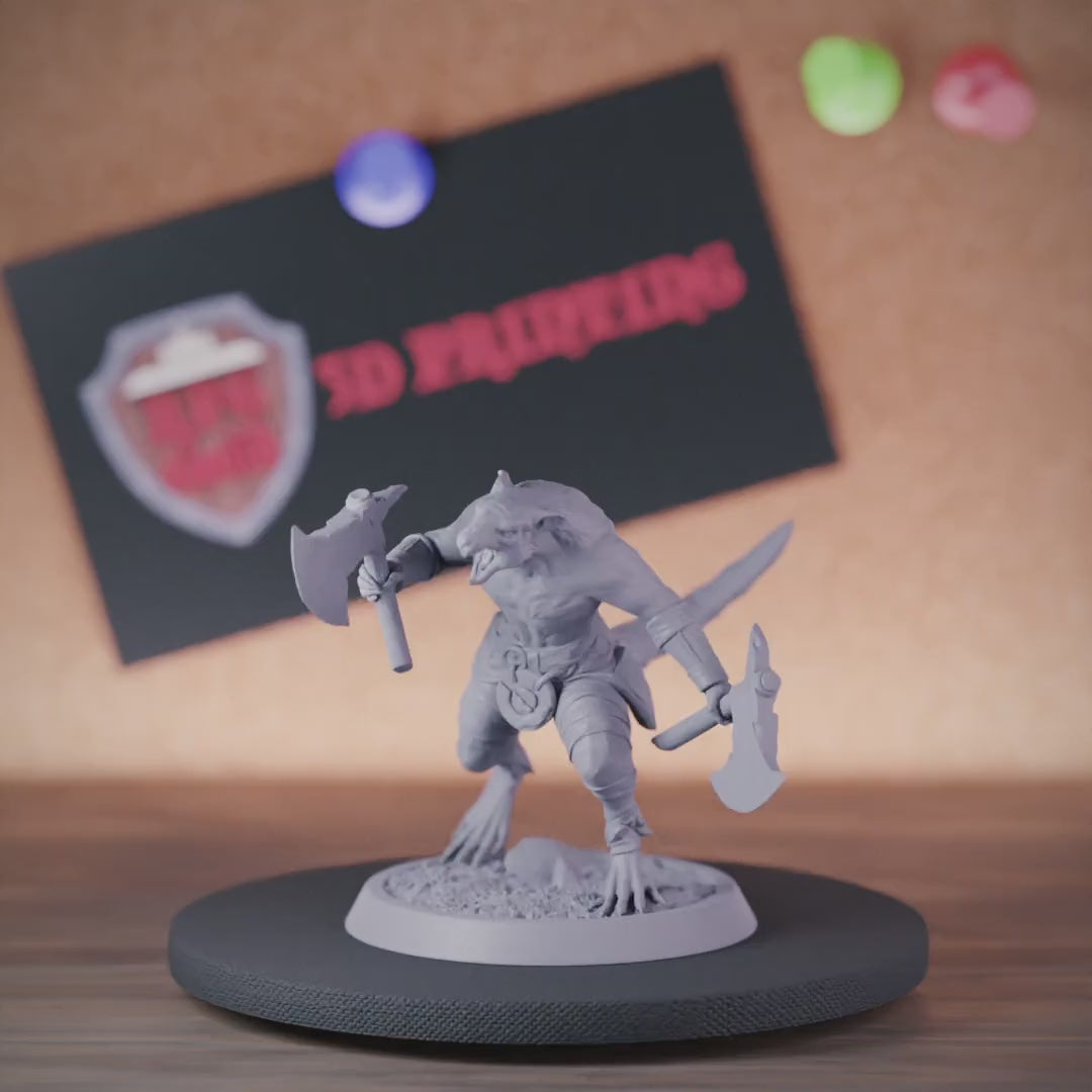 Ratmen 5e | DnD Ratmen Barbarian Berserker Miniature