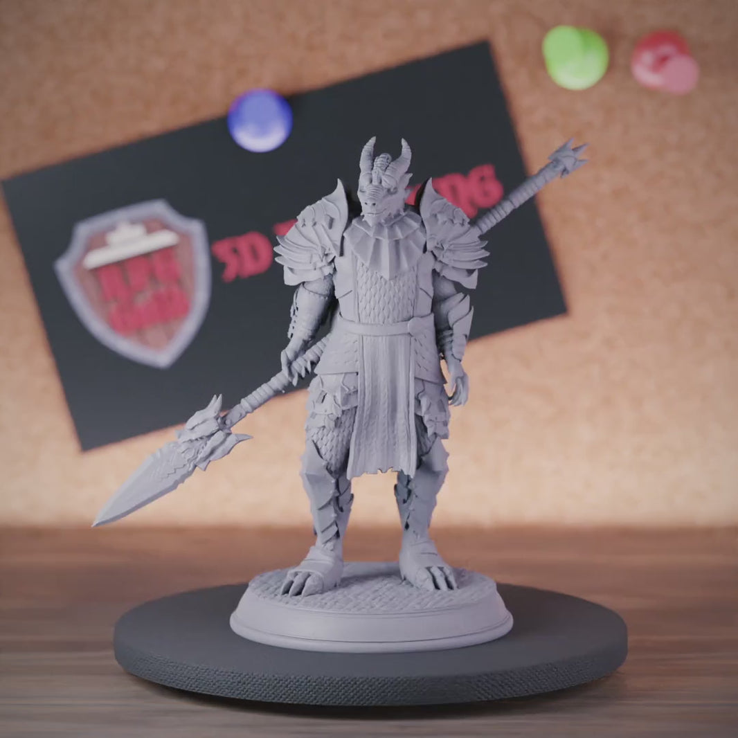 Dragonborn 5e | DnD Dragonborn Knight Spear Miniature