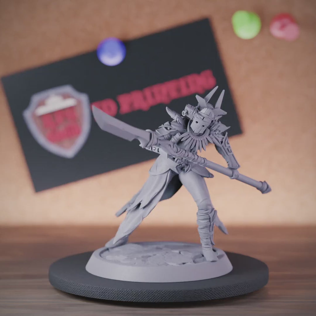 Kriegerin 5e | DnD Weiblicher menschlicher Stamm Speerkämpfer Miniatur 