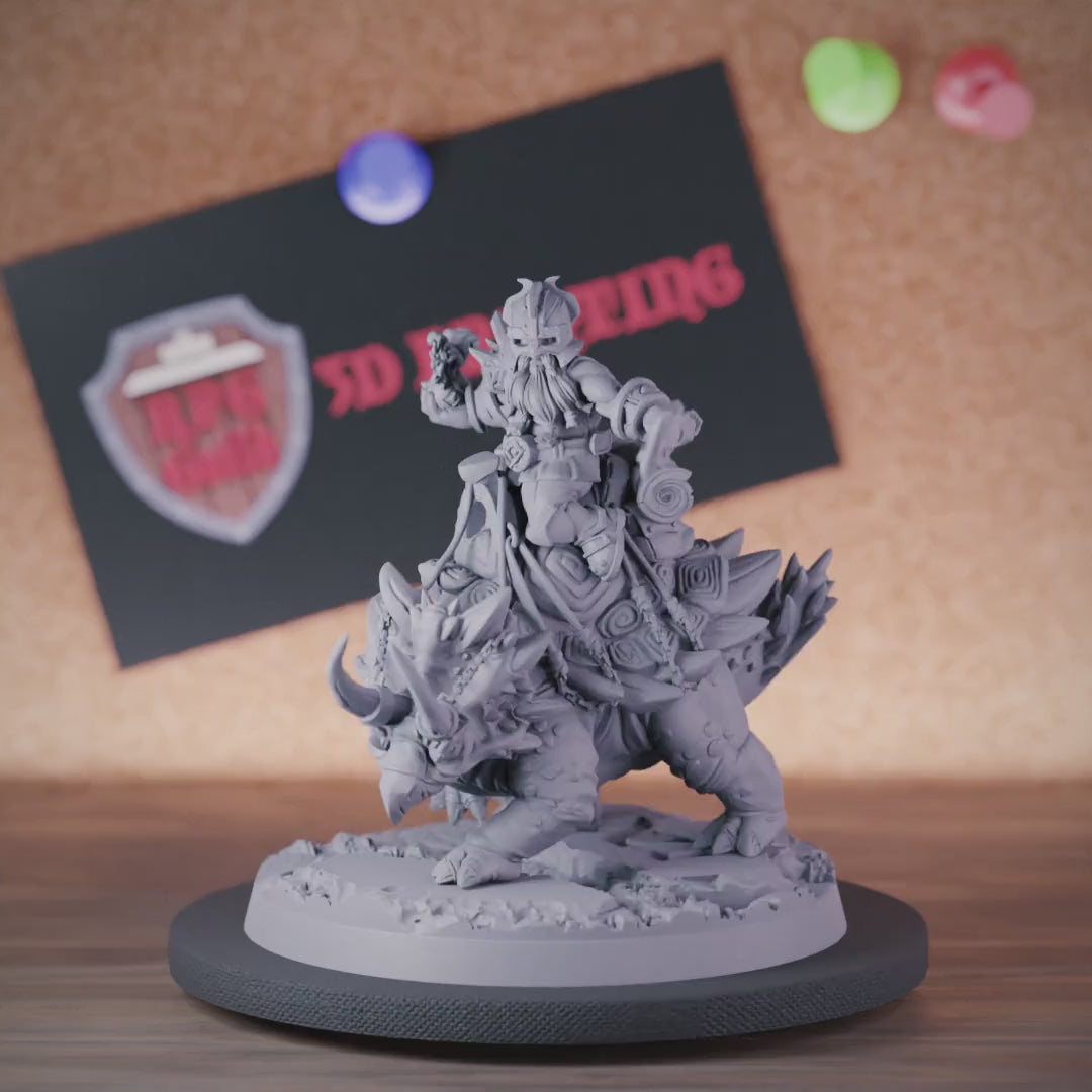 Dwarf 5e | DnD Dwarf Cavalry Dinosaur Spear Miniature
